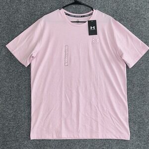 Under Armour Men's LARGE Icon Short Sleeve T-Shirt ~Pink~ Embroidered Logo